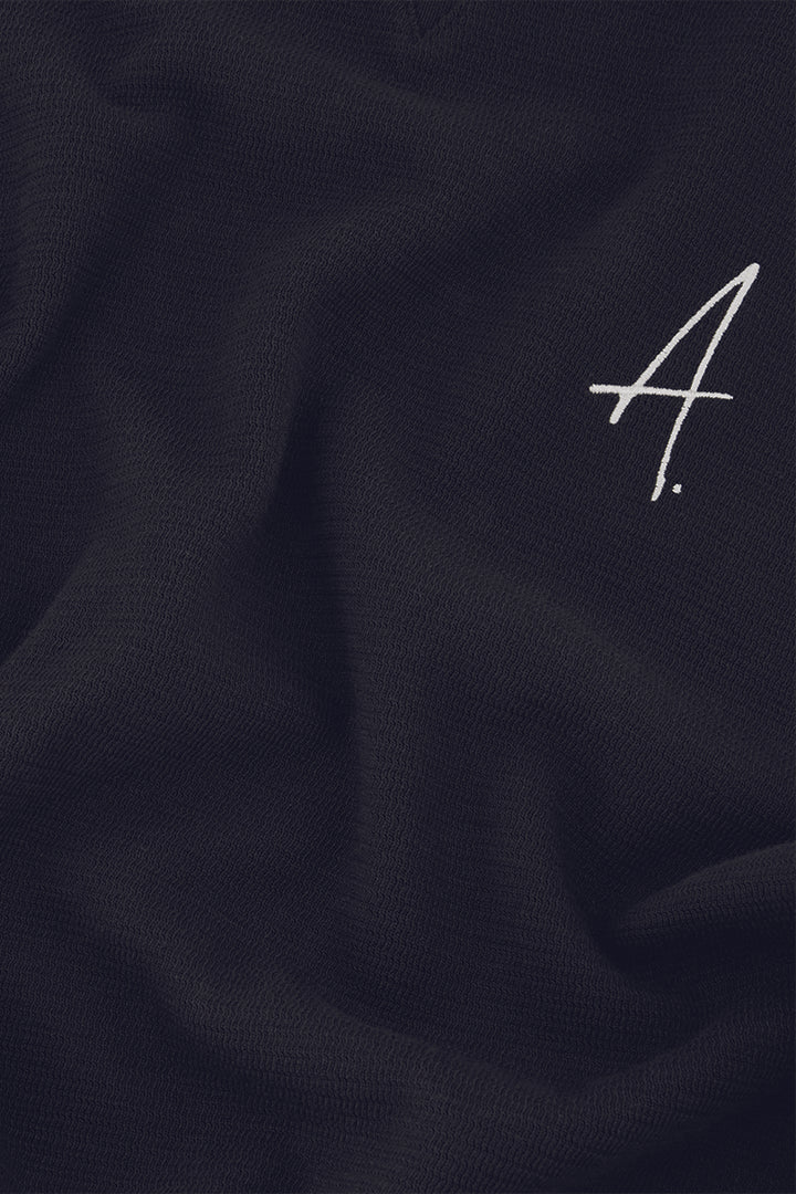 Gijs Jacquard L/S Polo Pirate Black