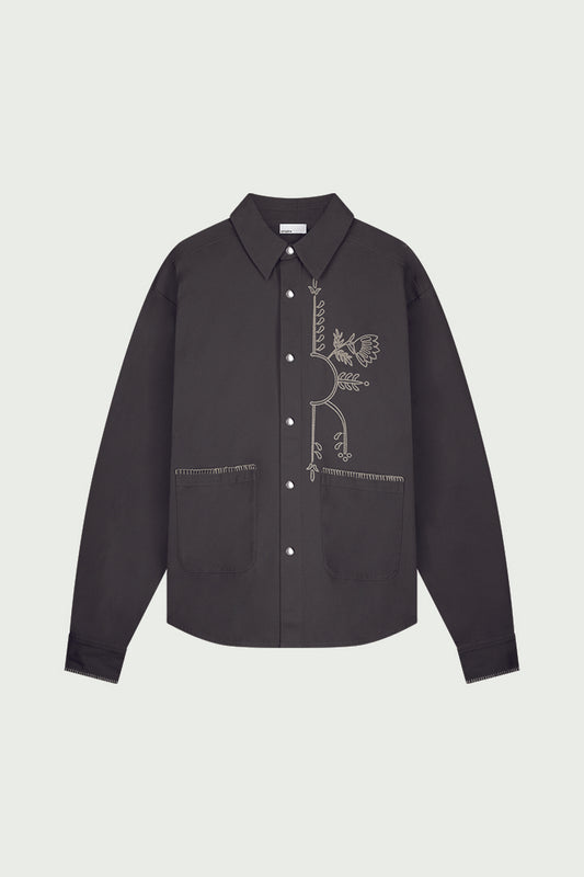 Martijn Cotton Ripstop Overshirt in Anthracite