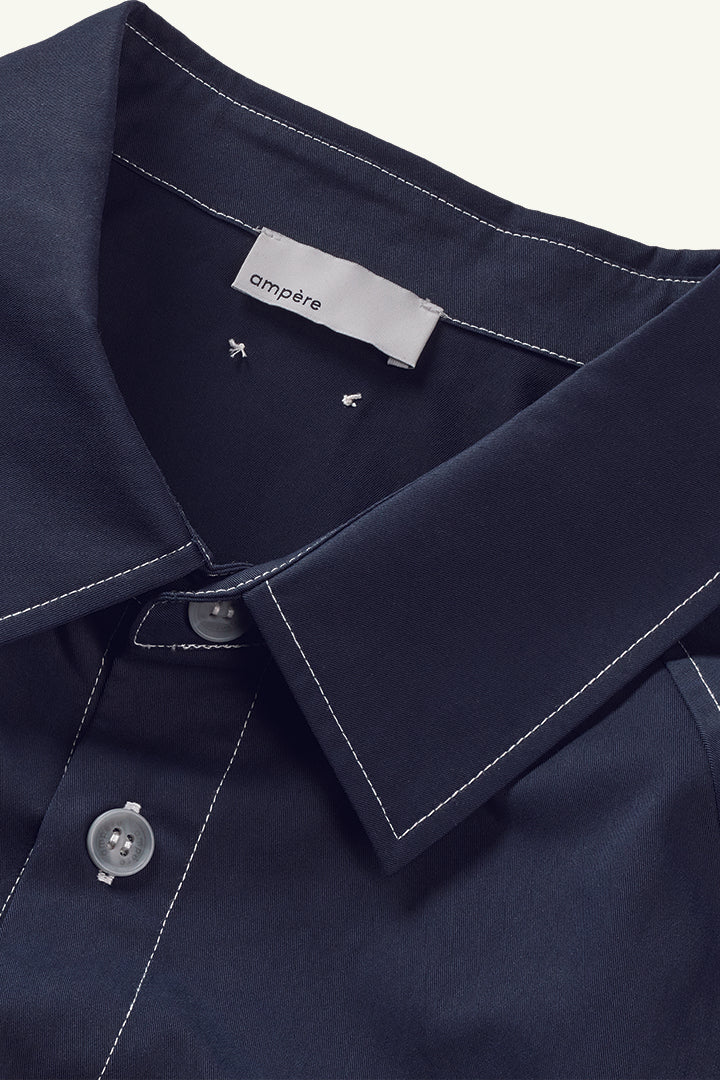 Ada Garbadine Short Sleeve Shirt in Dark Sapphire