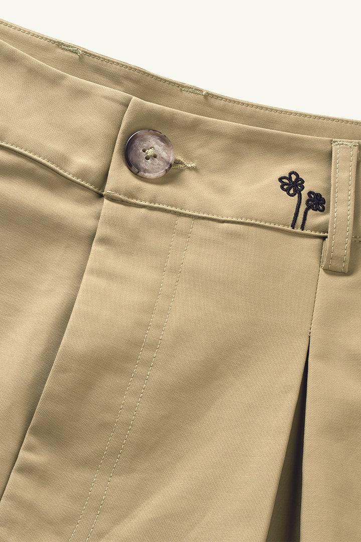 Noor Double Weave Balloon Trousers in Olive Grey