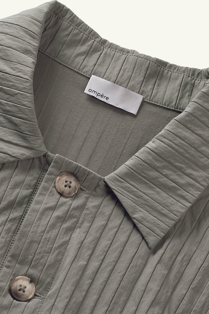 Sam Jacquard Pleat Pull-Over Polo in Monument Grey