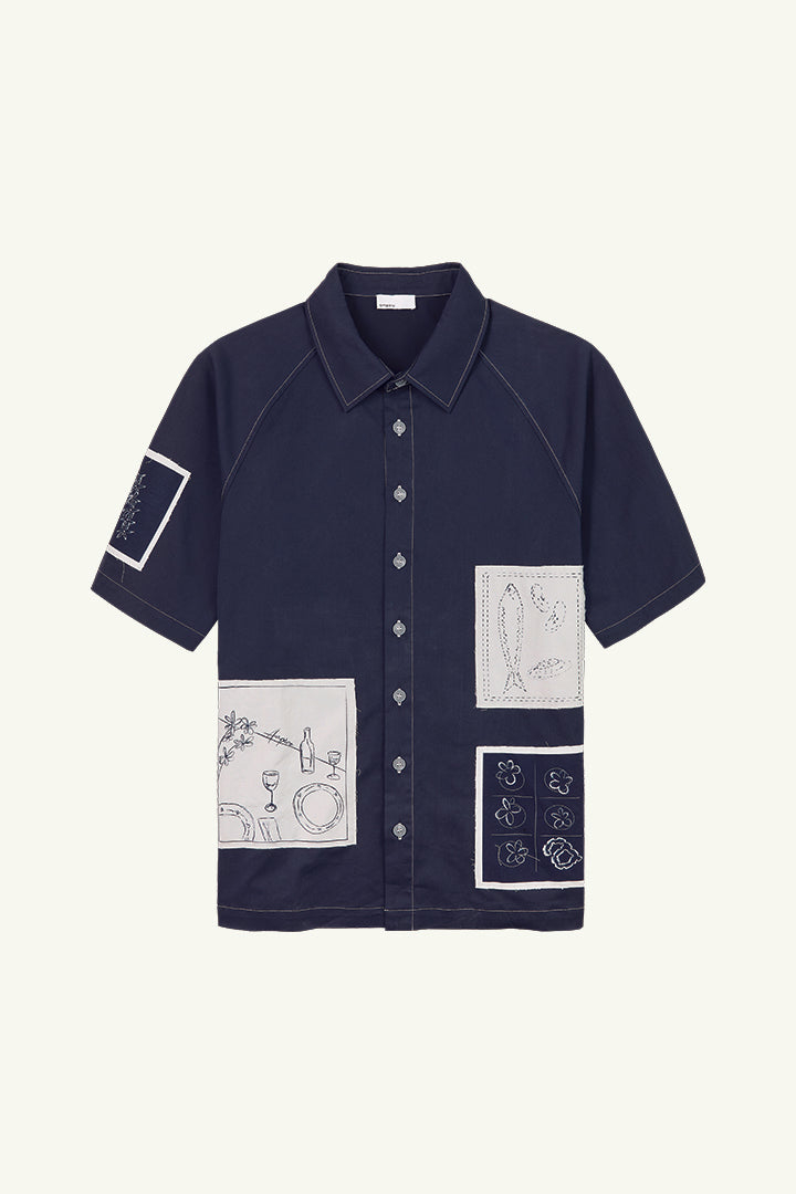 Ada Garbadine Short Sleeve Shirt in Dark Sapphire