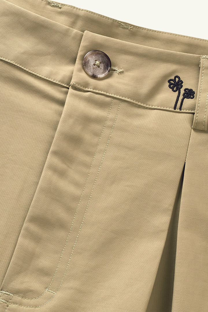 Maud Double Weave Balloon Short in Olive Grey