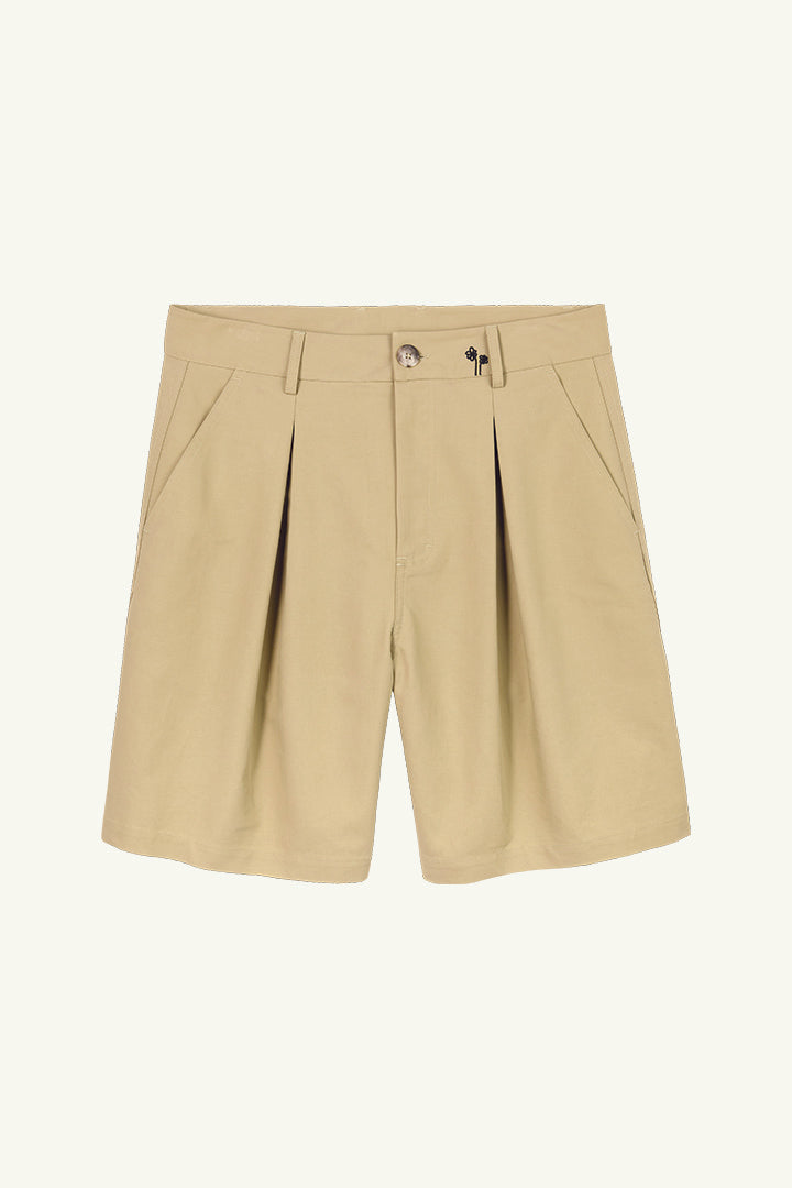 Maud Double Weave Balloon Short in Olive Grey