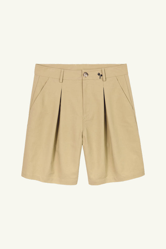 Maud Double Weave Balloon Short in Olive Grey