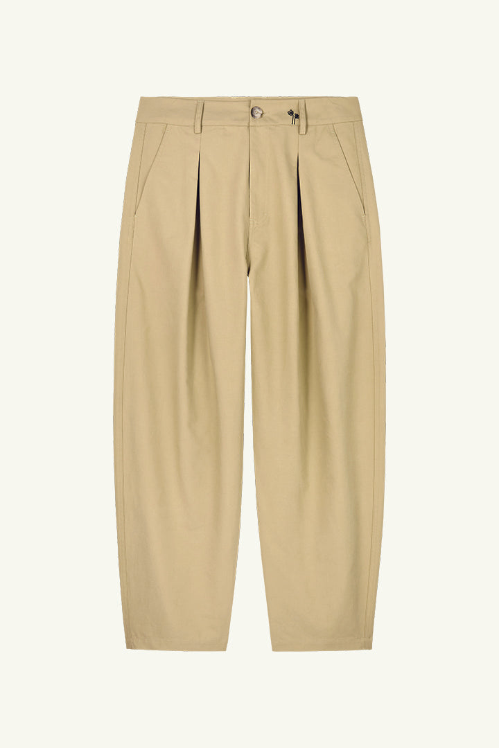 Noor Double Weave Balloon Trousers in Olive Grey
