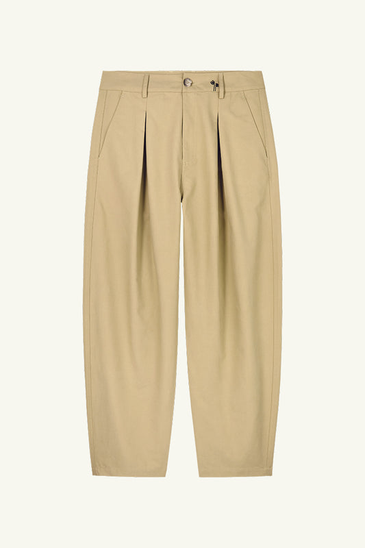 Noor Double Weave Balloon Trousers in Olive Grey