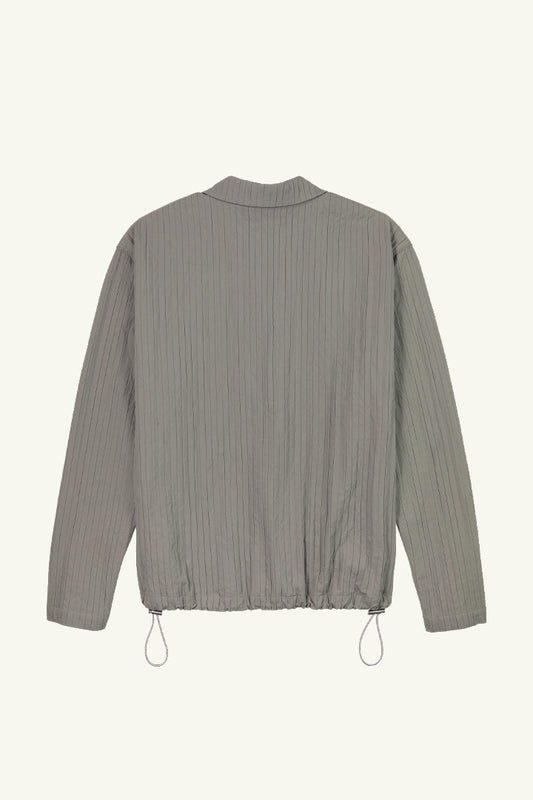 Sam Jacquard Pleat Pull-Over Polo in Monument Grey