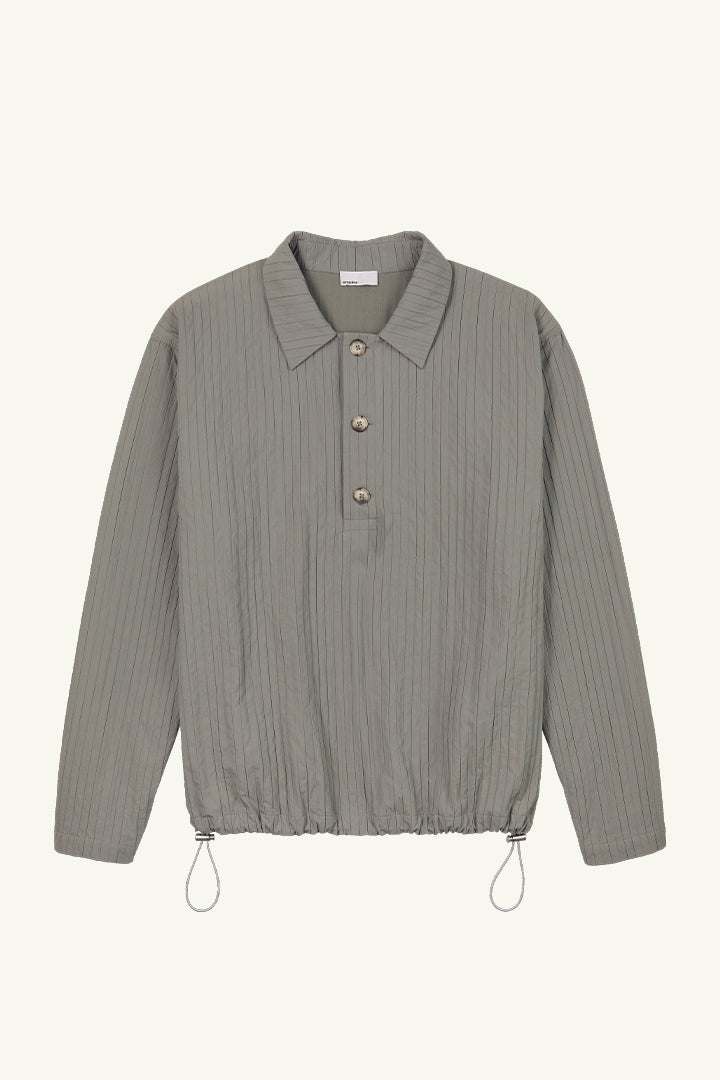 Sam Jacquard Pleat Pull-Over Polo in Monument Grey
