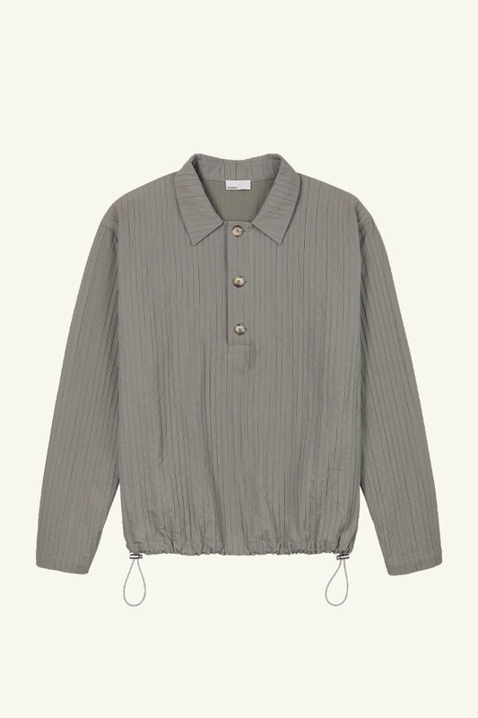 Sam Jacquard Pleat Pull-Over Polo in Monument Grey