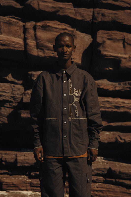 PRE ORDER: Martijn Cotton Ripstop Overshirt in Anthracite
